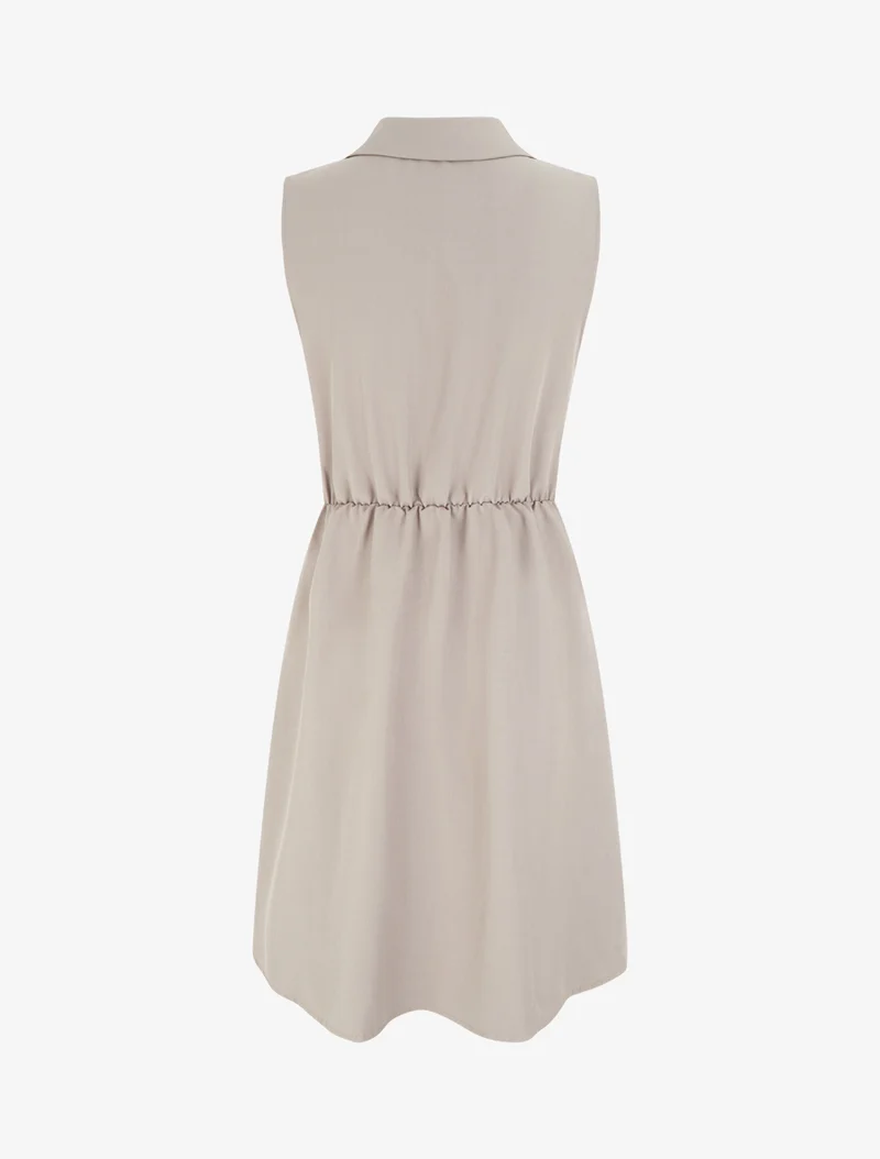 Robe patineuse sans manches à ceinture bijou - Taupe