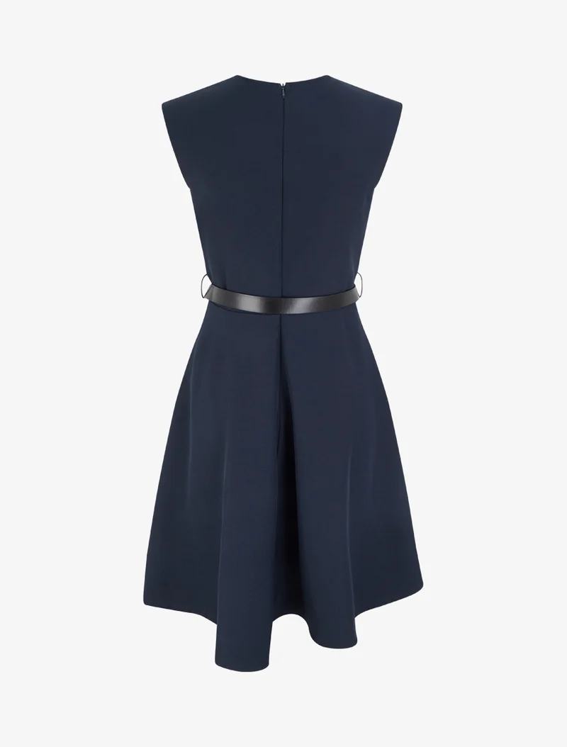 Robe patineuse sans manches à col cache-coeur - Marine