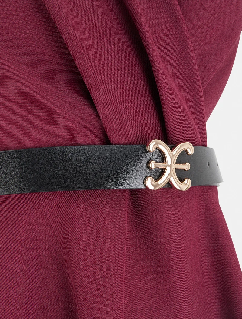 Robe patineuse sans manches à col cache-coeur - Lie de vin