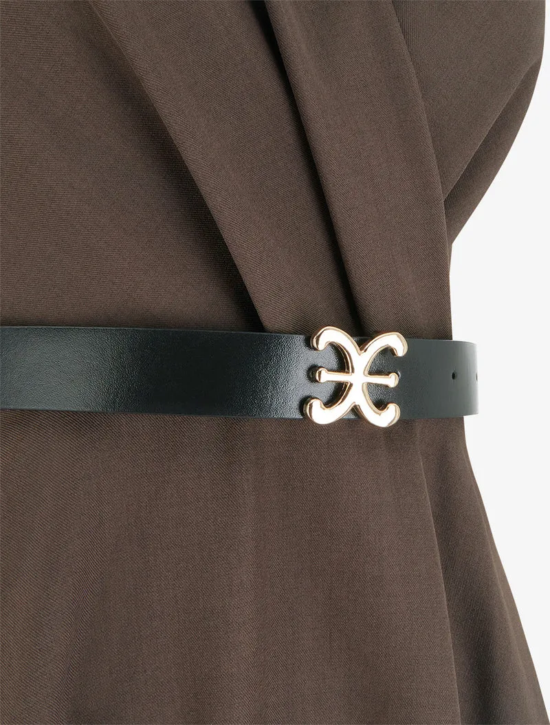 Robe patineuse sans manches à col cache-coeur - Marron