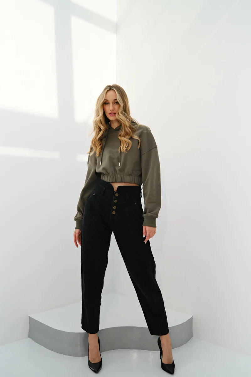 Kai|Cotton Cropped Elasticated Hoodie