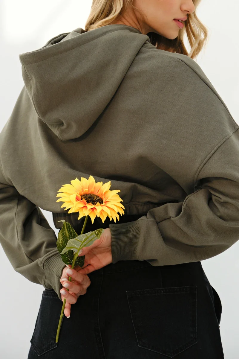 Kai|Cotton Cropped Elasticated Hoodie