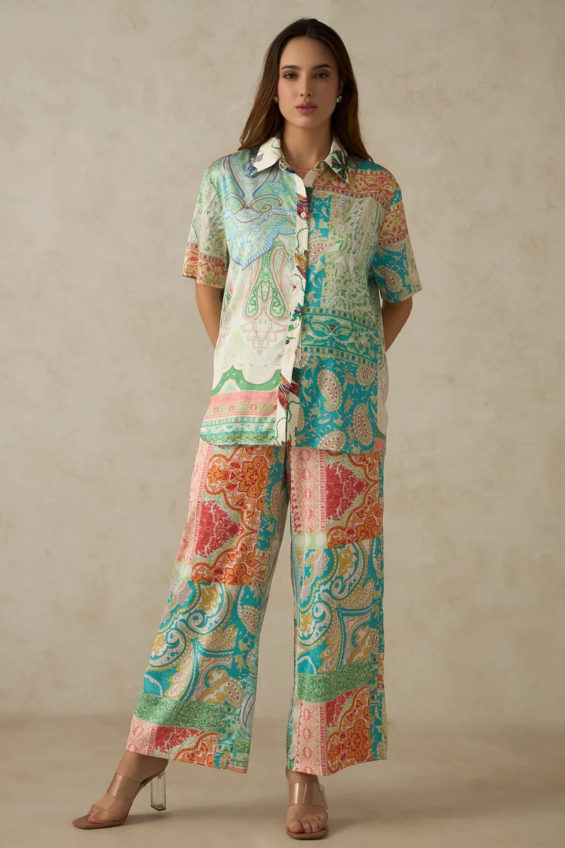Louisa Shirt|Satin Floral Print Shirt