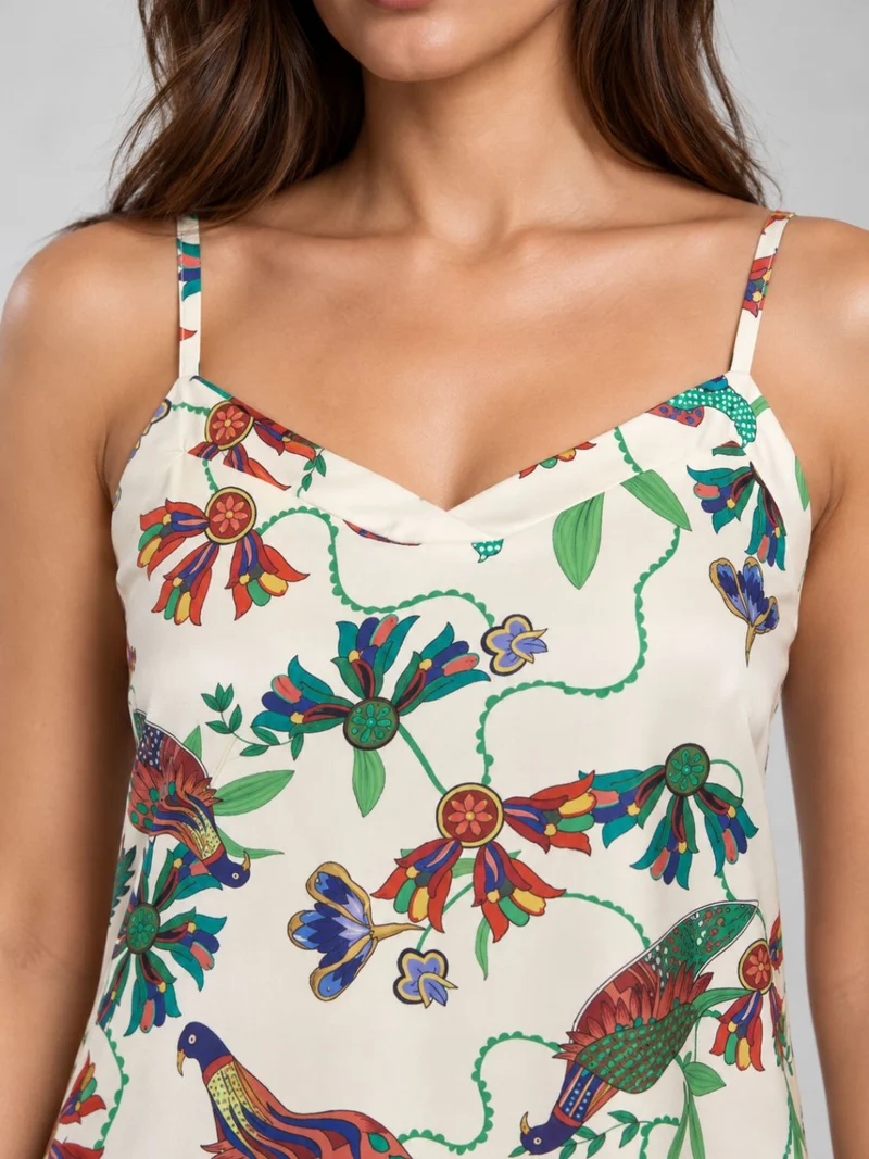 Louisa Top|Satin V Neck Floral Print Top