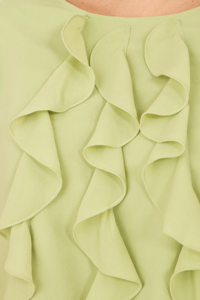Gia|Georgette Vertical Ruffle Detail Top