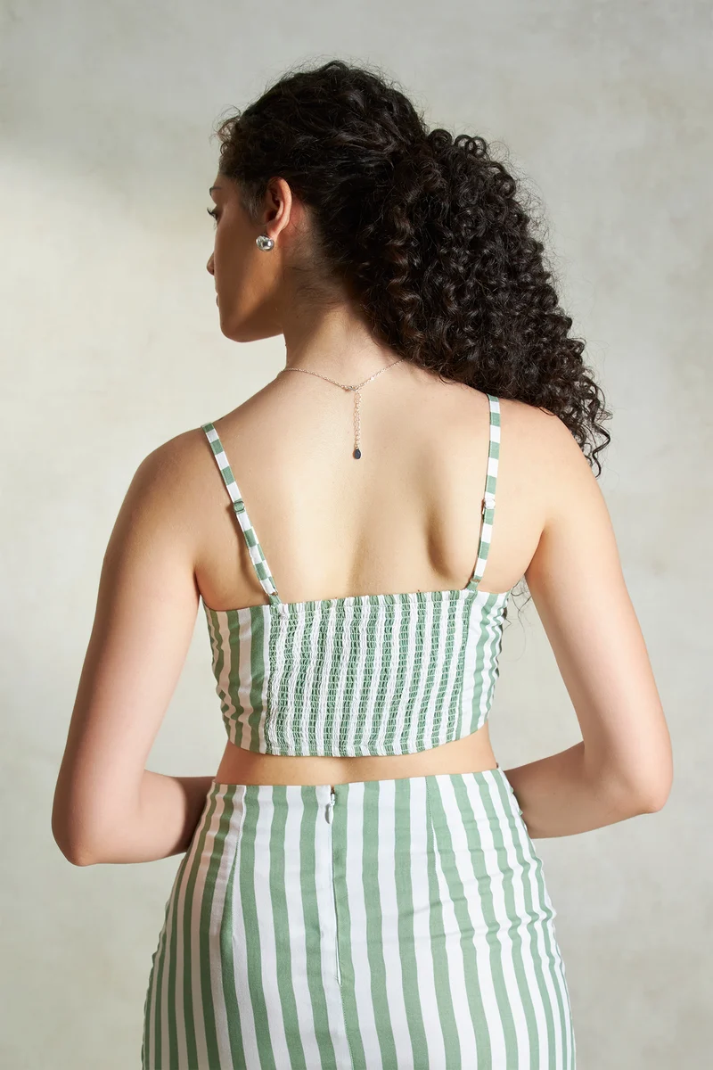 Manila Top|100% Viscose Striped Twisted Front Crop Top