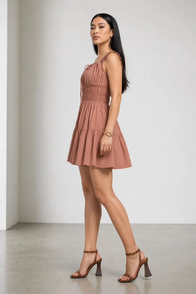 Chaya|100% Cotton Smocked Sleeveless Mini Dress