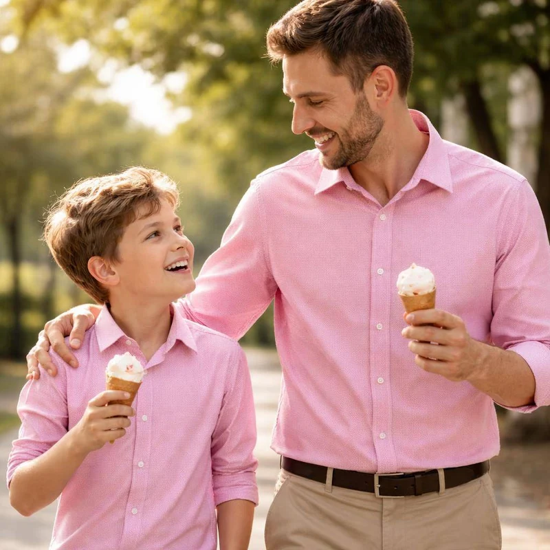 Popeline de coton rose | Tissu pour chemise structuré