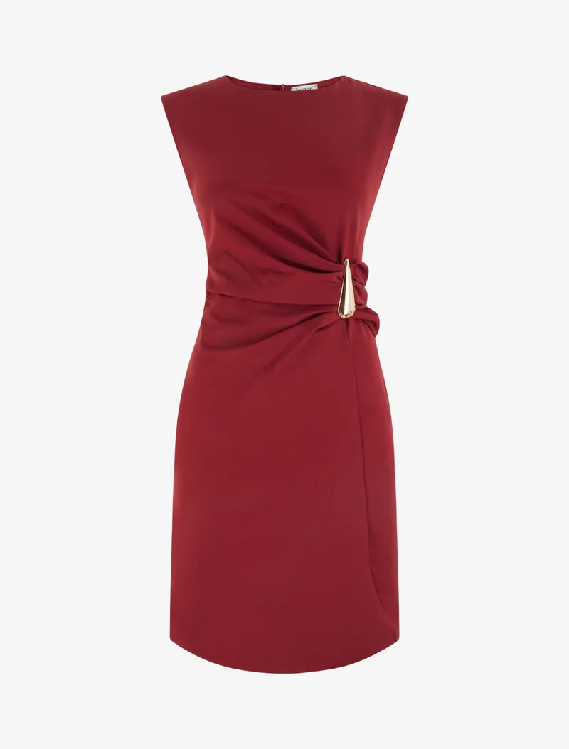 Robe sans manches effet drapé - Bordeaux