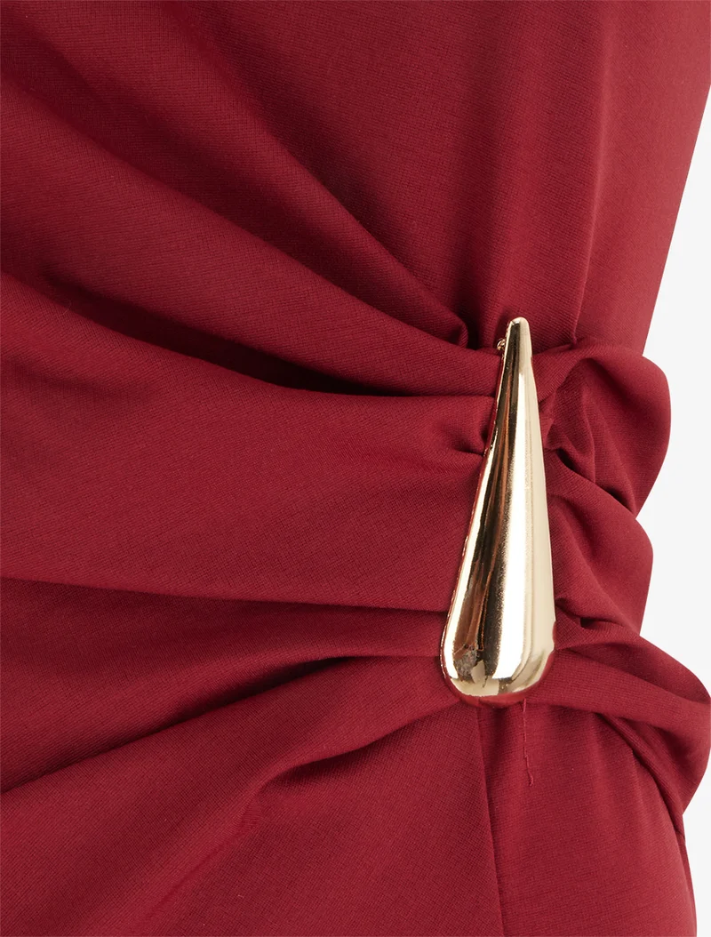 Robe sans manches effet drapé - Bordeaux
