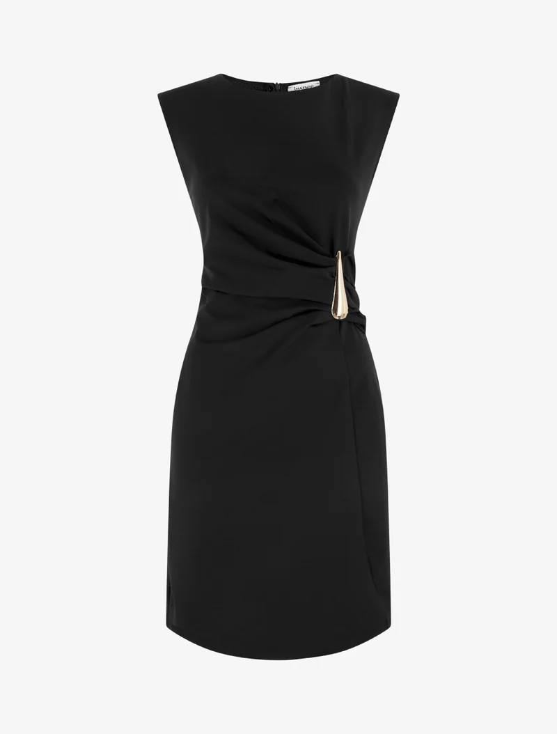 Robe sans manches effet drapé - Noir