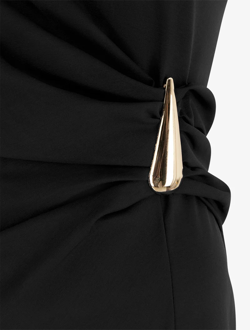 Robe sans manches effet drapé - Noir