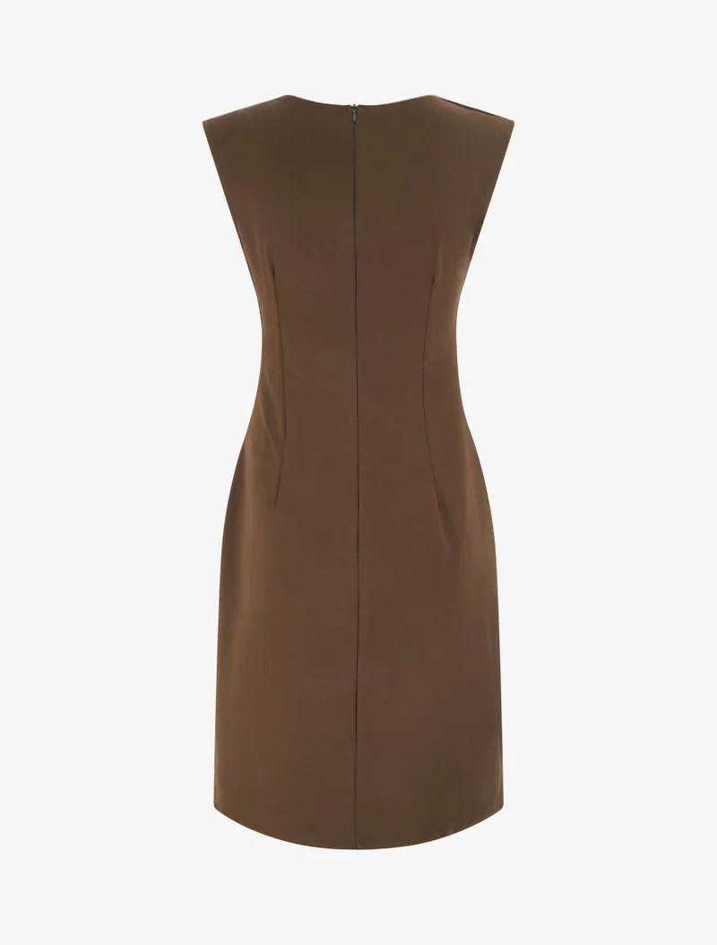 Robe sans manches effet drapé - Marron