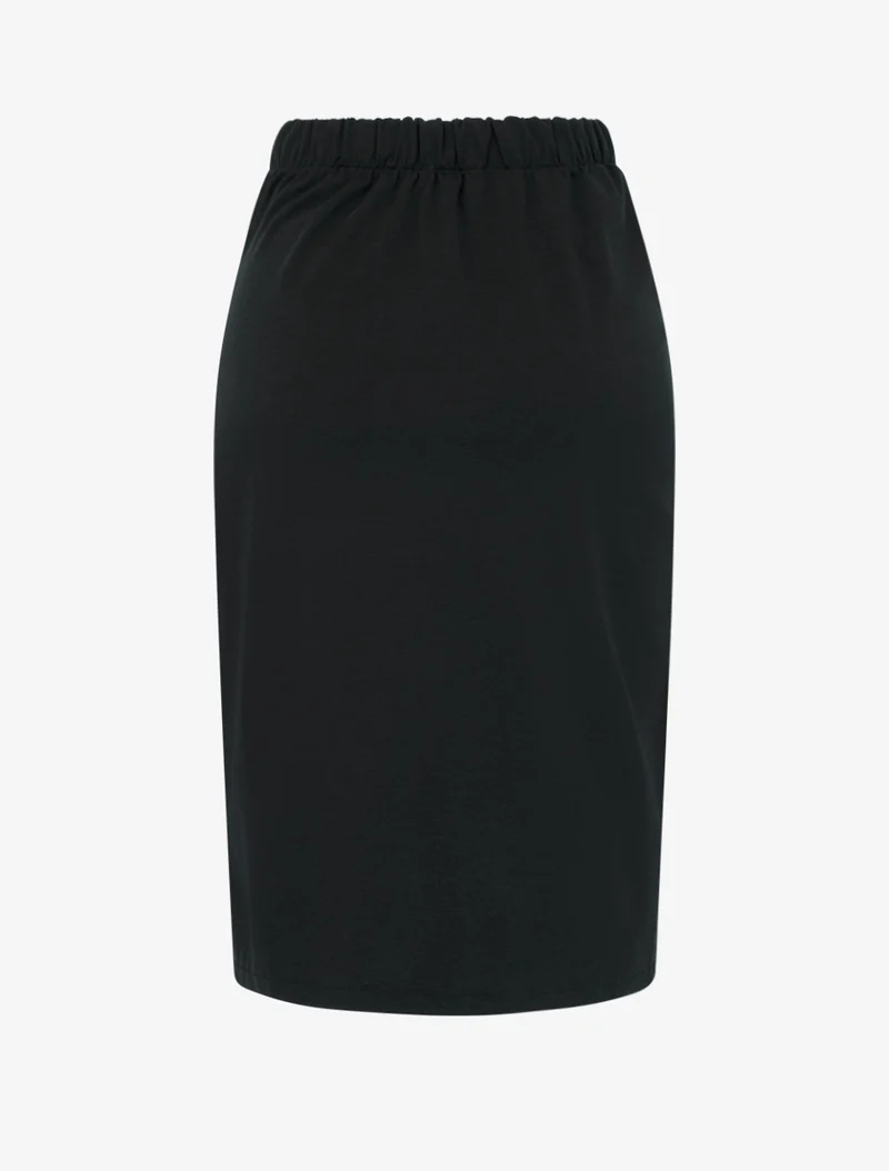Jupe midi style portefeuille à bijou effet nacré - Noir