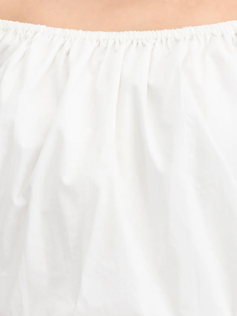 Mika|100% Cotton Off-Shoulder Bubble Crop Top