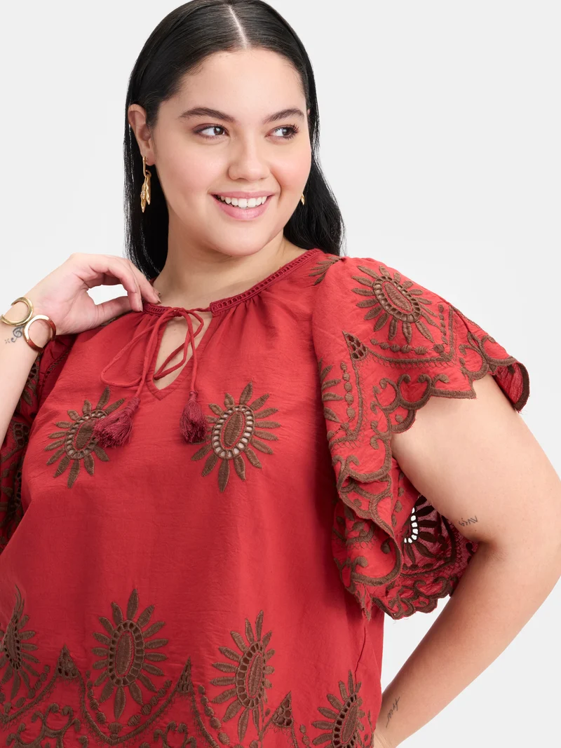 Soleil |100% Cotton Schiffli Tie-Up Top