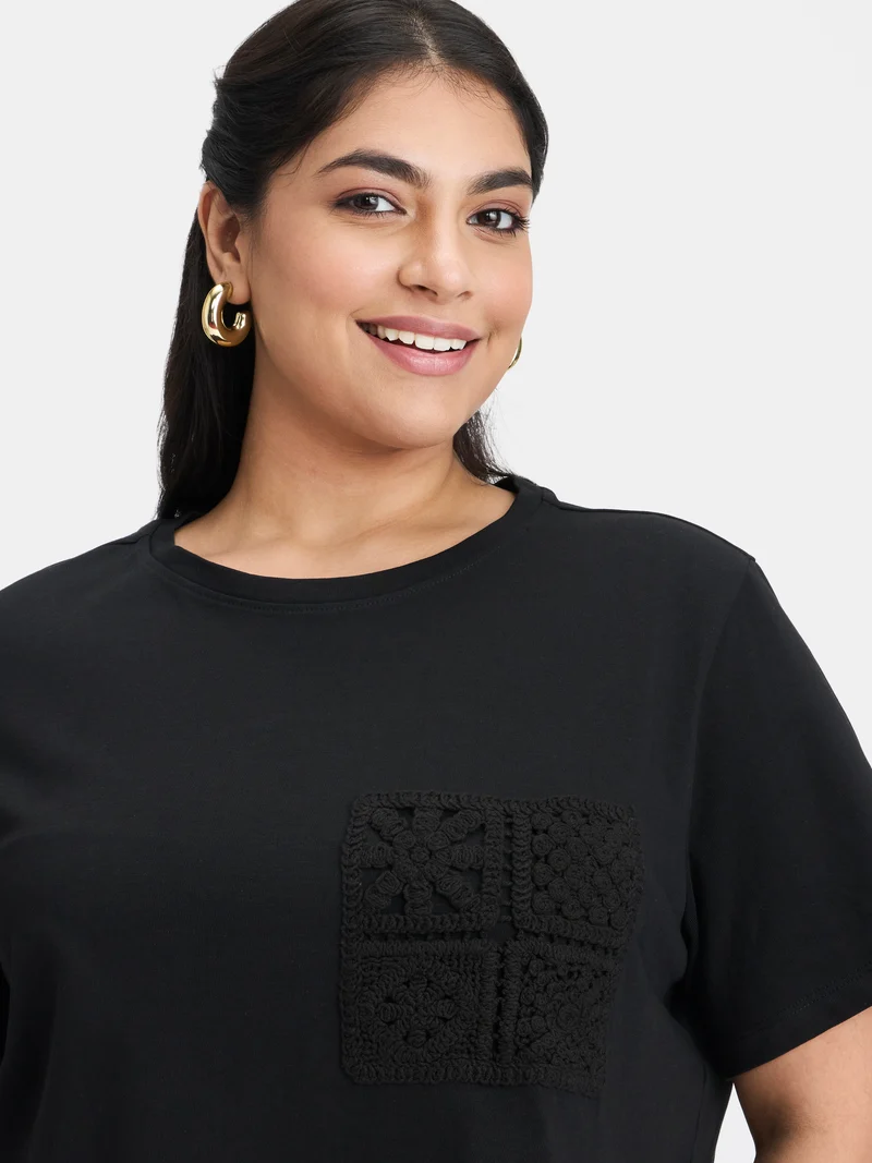 Percy|100% Cotton Crochet Patch Pocket Tee