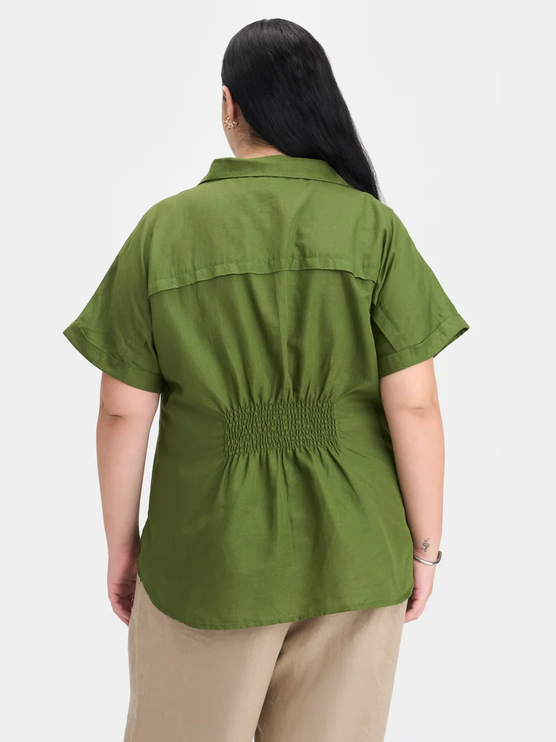 Nitar|Linen D-Ring Utility Collared Top