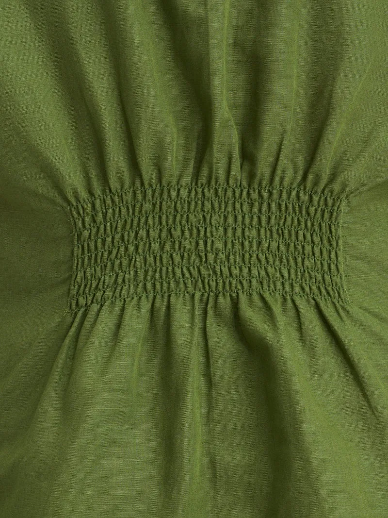 Nitar|Linen D-Ring Utility Collared Top