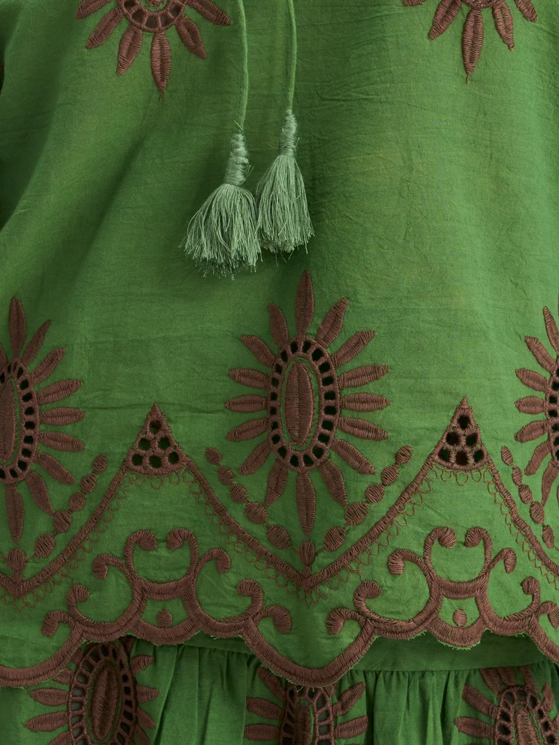 Zinal|100% Cotton Schiffli Tie-Up Top