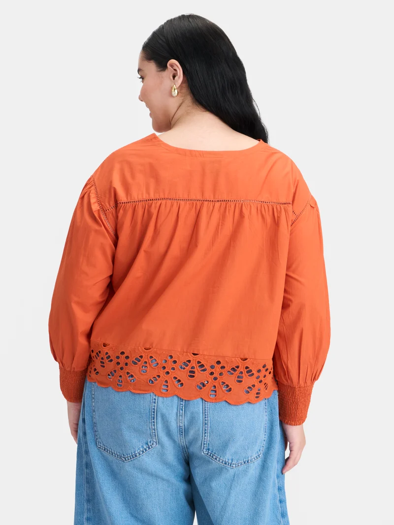 Diara|100% Cotton Scallop Blouse
