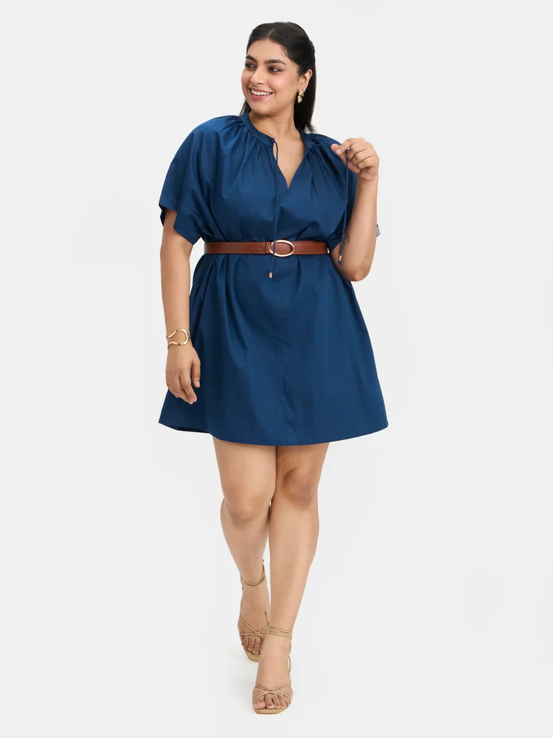 Solace|100% Cotton Tie-Up A-Line Dress