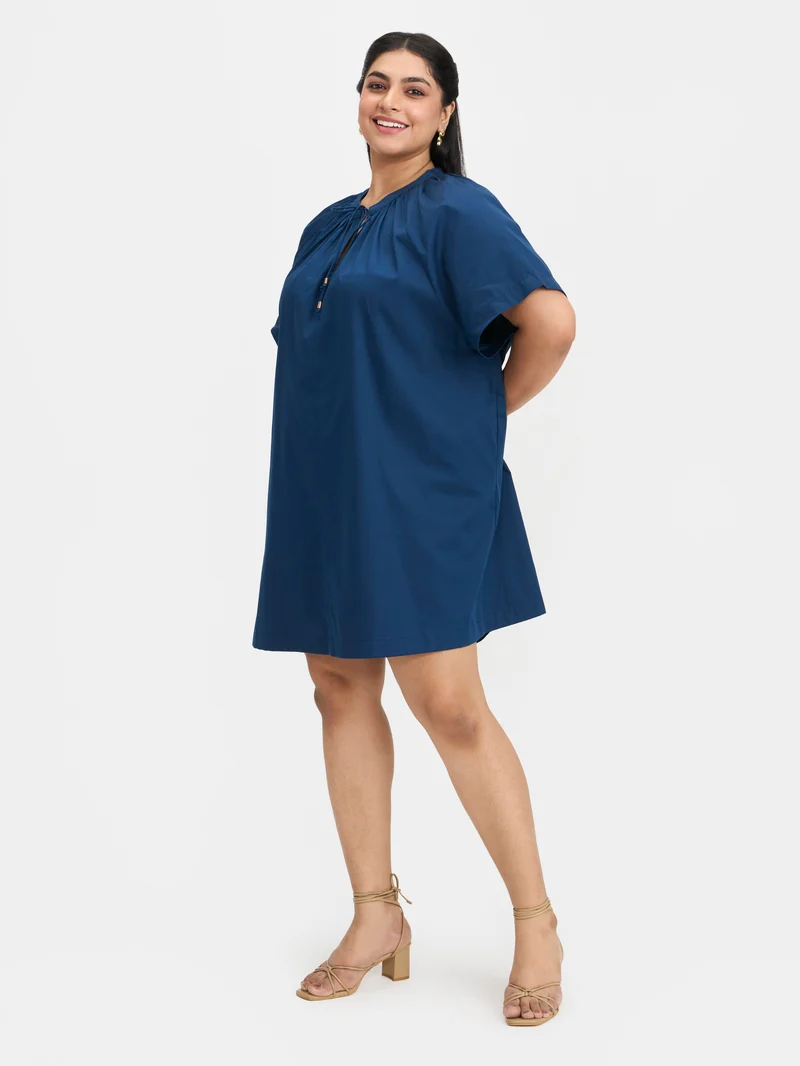 Solace|100% Cotton Tie-Up A-Line Dress