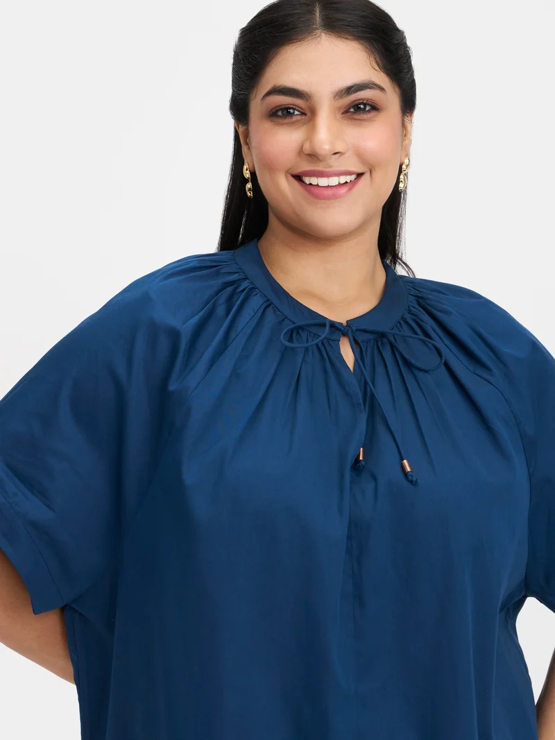 Solace|100% Cotton Tie-Up A-Line Dress