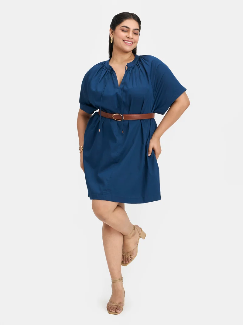Solace|100% Cotton Tie-Up A-Line Dress