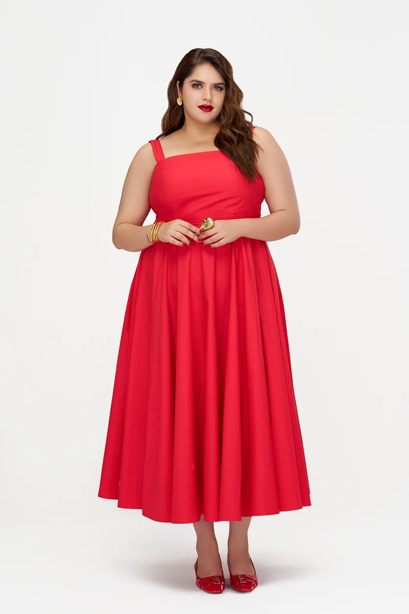 Monali Btc|100% Cotton Fit & Flare Dress With Bow