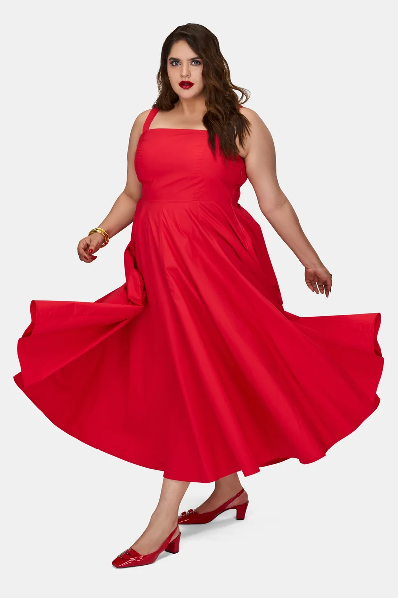 Monali Btc|100% Cotton Fit & Flare Dress With Bow