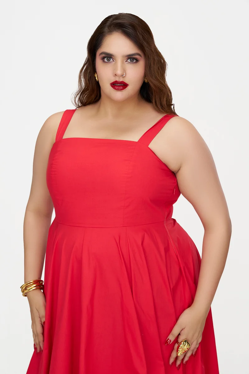 Monali Btc|100% Cotton Fit & Flare Dress With Bow