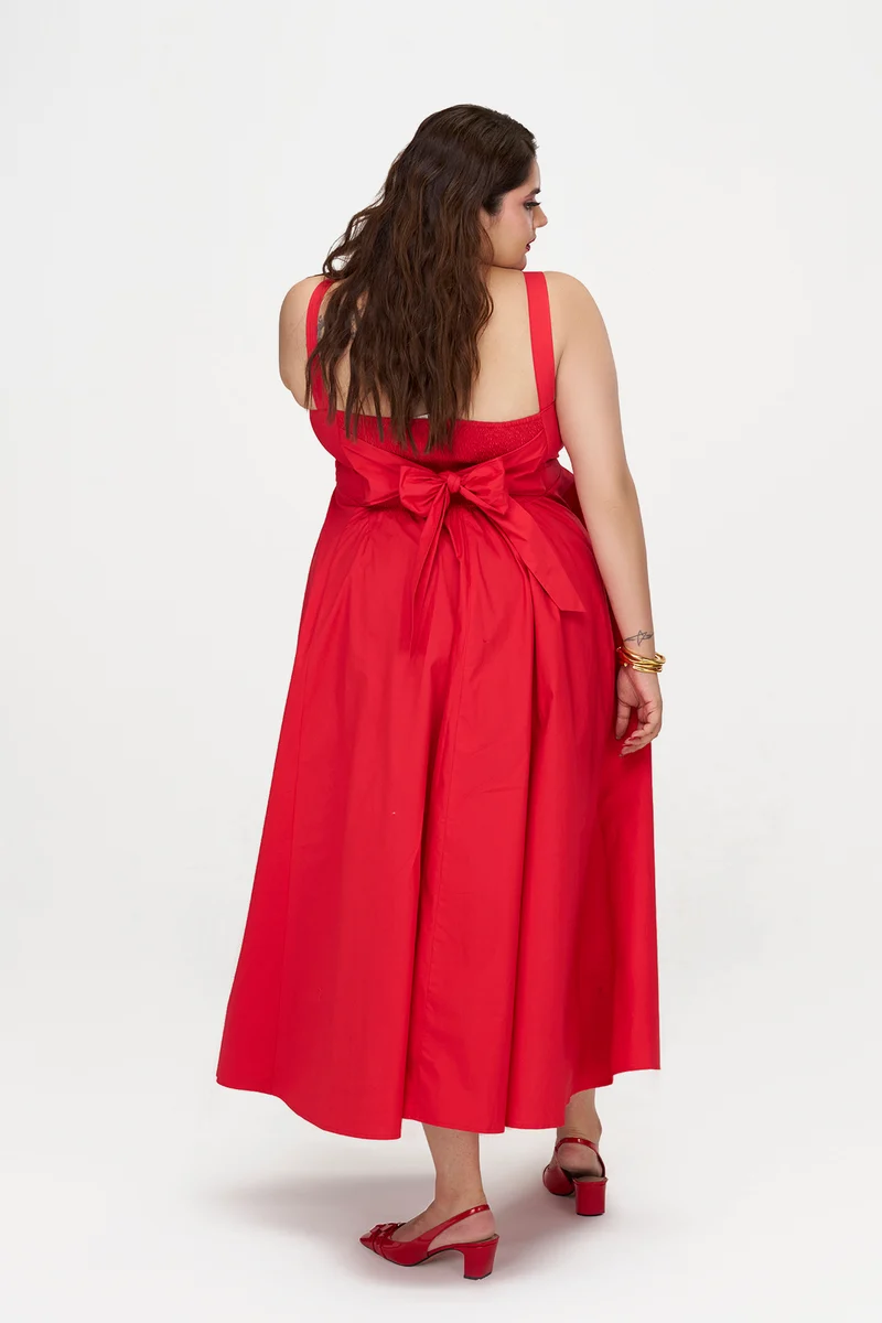 Monali Btc|100% Cotton Fit & Flare Dress With Bow