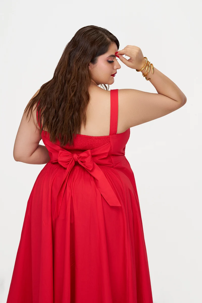 Monali Btc|100% Cotton Fit & Flare Dress With Bow