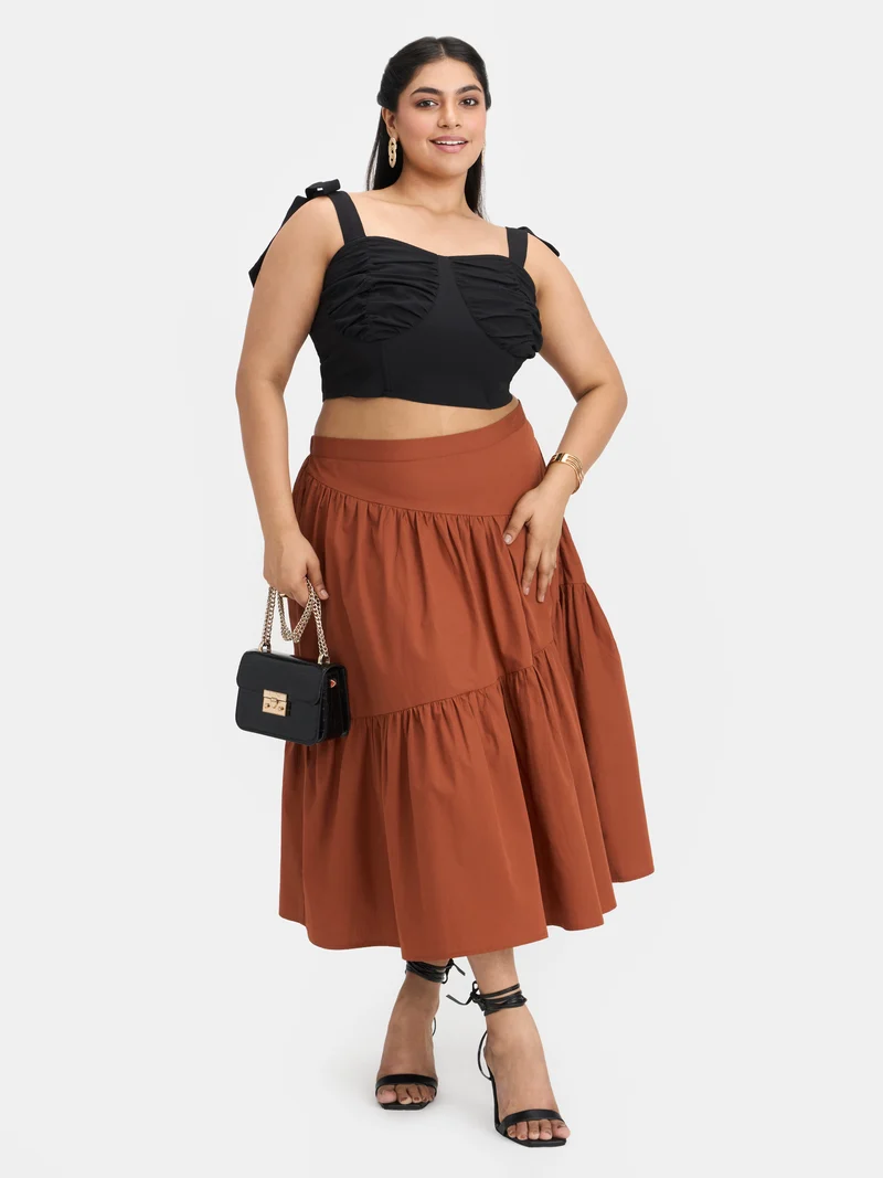 Monroe|Crepe Stretch Bow Strap Bustier Top