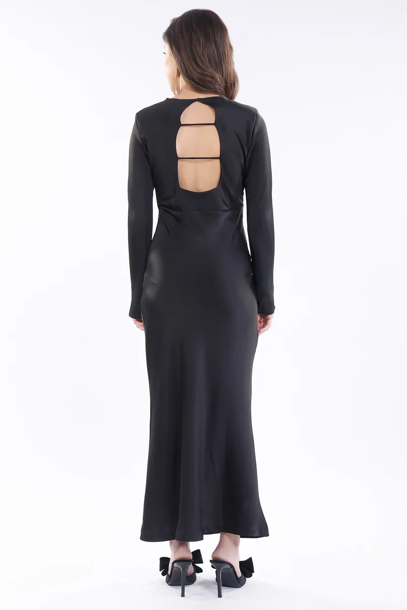 Fae|Satin Stylised Back Maxi Gown