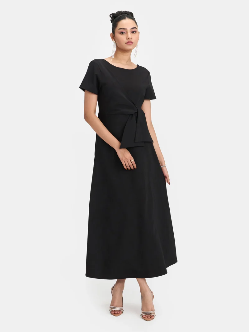 Leya|Satin Front Tie Maxi Dress