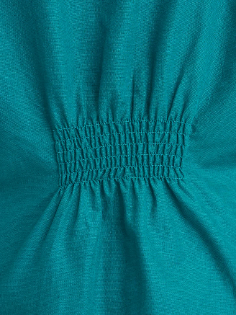 Nita|Linen D-Ring Utility Collared Top