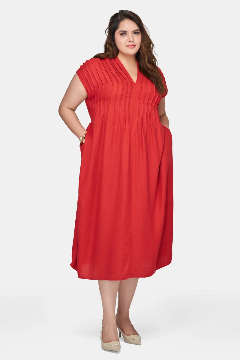 Alvia Btc|Linen Kaftan Dress With Tie-Up Back