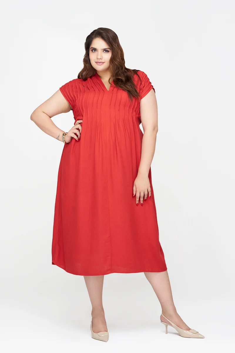 Alvia Btc|Linen Kaftan Dress With Tie-Up Back
