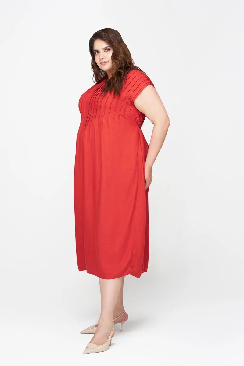 Alvia Btc|Linen Kaftan Dress With Tie-Up Back