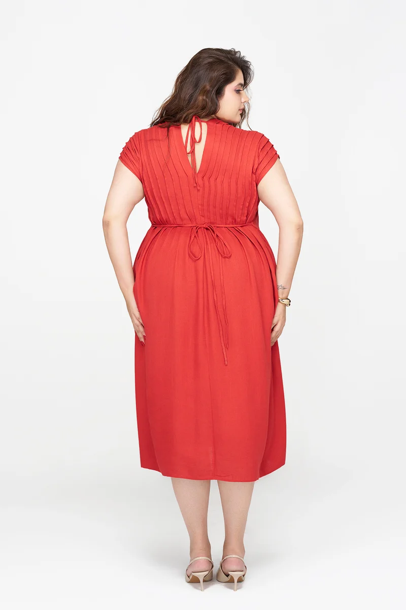 Alvia Btc|Linen Kaftan Dress With Tie-Up Back