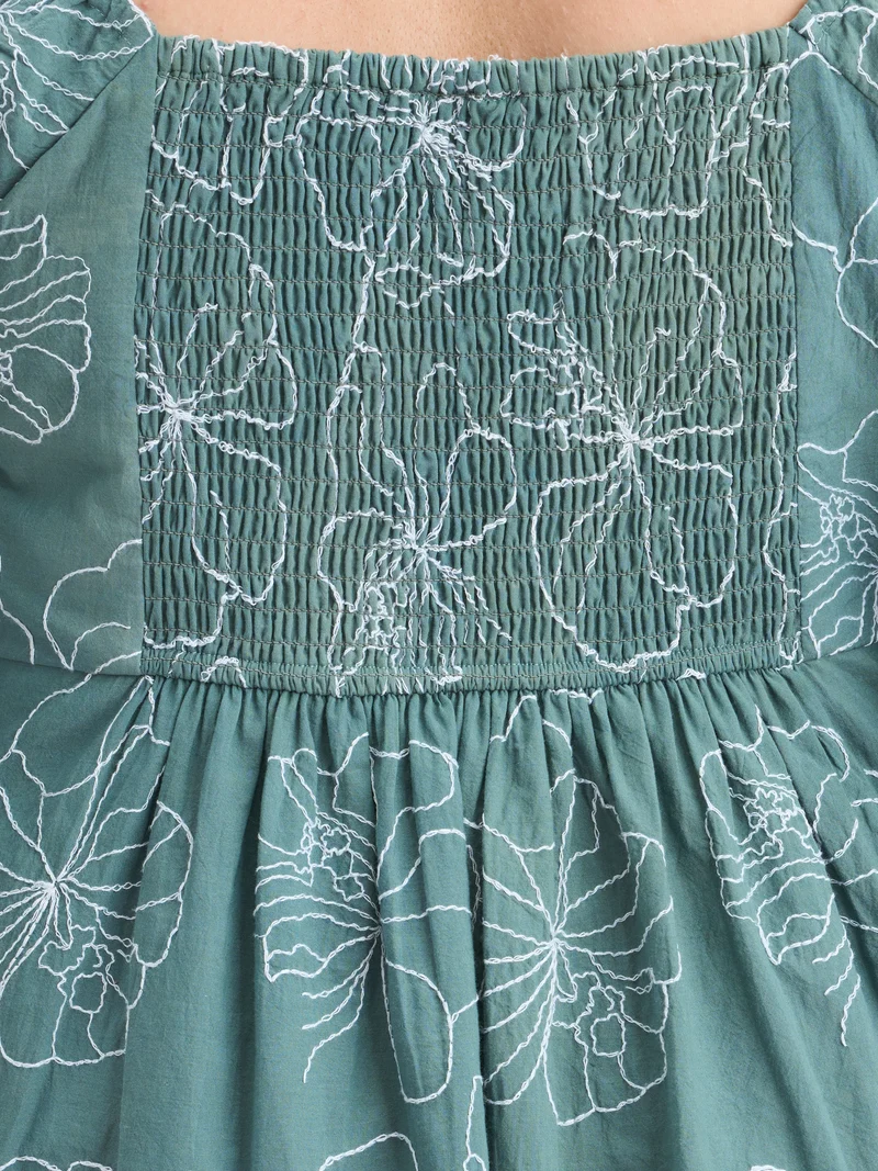 Zina|100% Cotton Embroidered Mini Dress