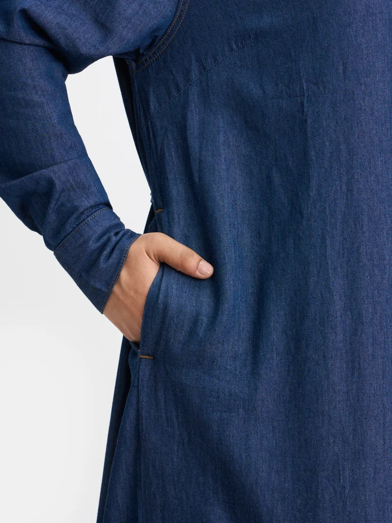 Harbor|100% Cotton Denim Shirt Dress