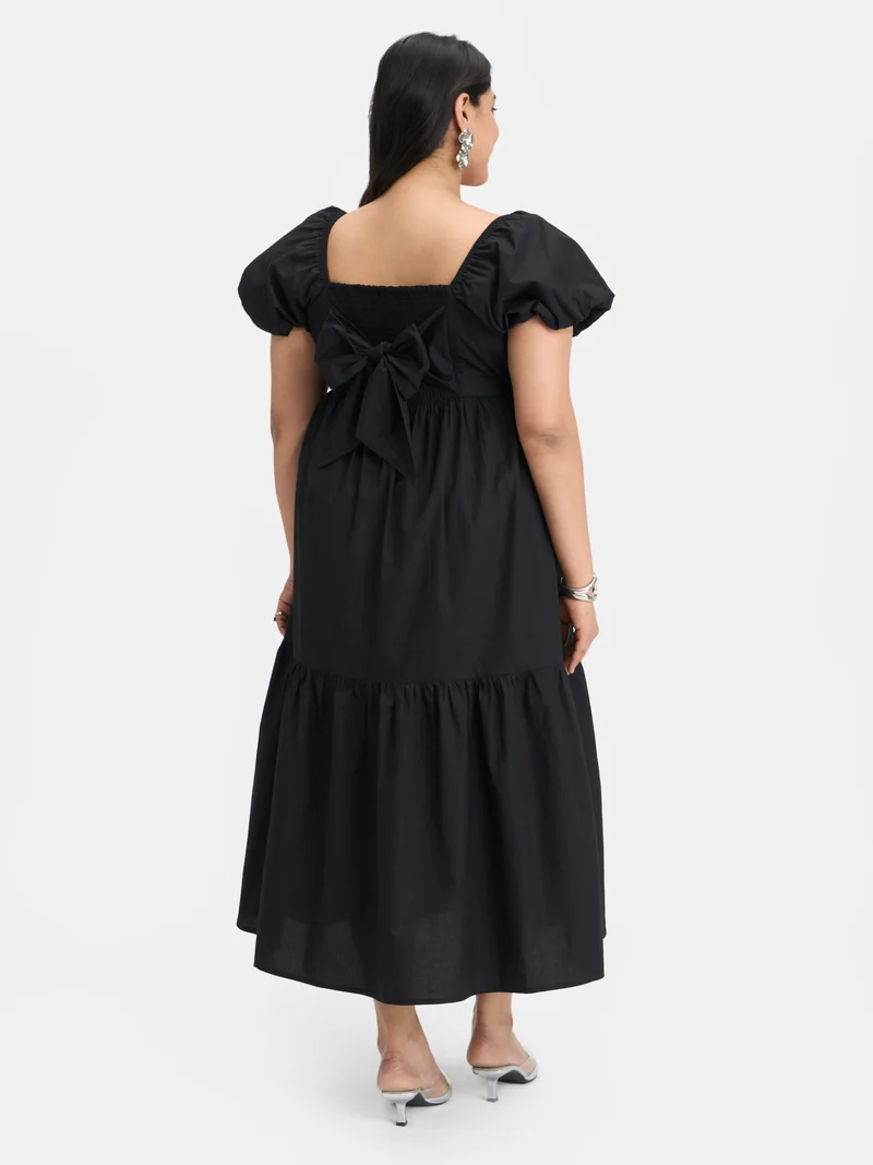 Yuki|100% Cotton Puff Sleeve Maxi Dress