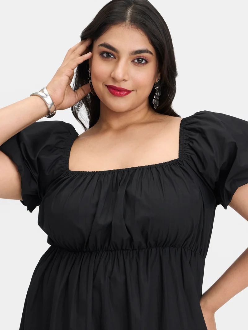 Yuki|100% Cotton Puff Sleeve Maxi Dress