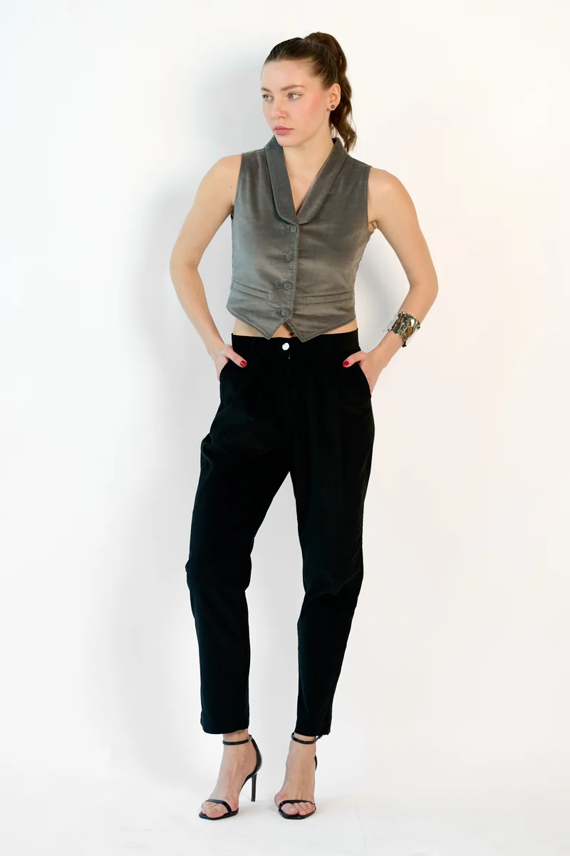 Allie|100% Cotton Buttoned Fitted Style Waistcoat