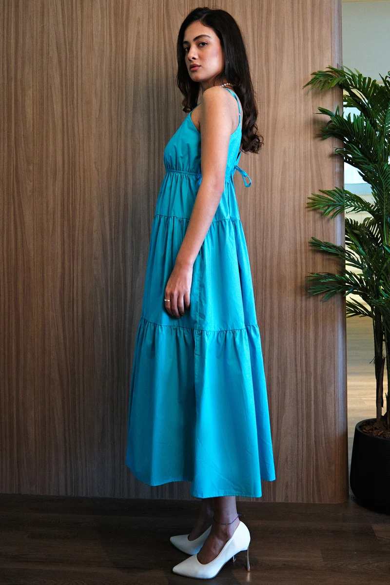 Penyl|100% Cotton Back Tie-Up Detail Tier Dress