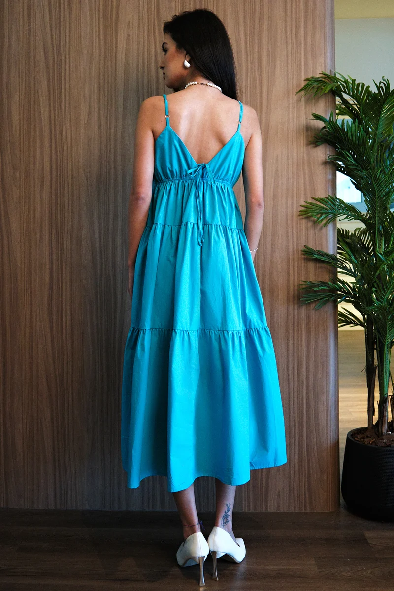 Penyl|100% Cotton Back Tie-Up Detail Tier Dress