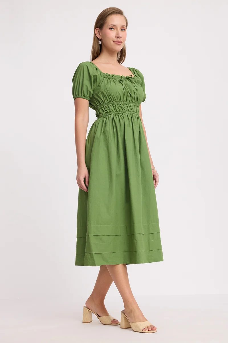 Kona|100% Cotton Waist Gathered Dress